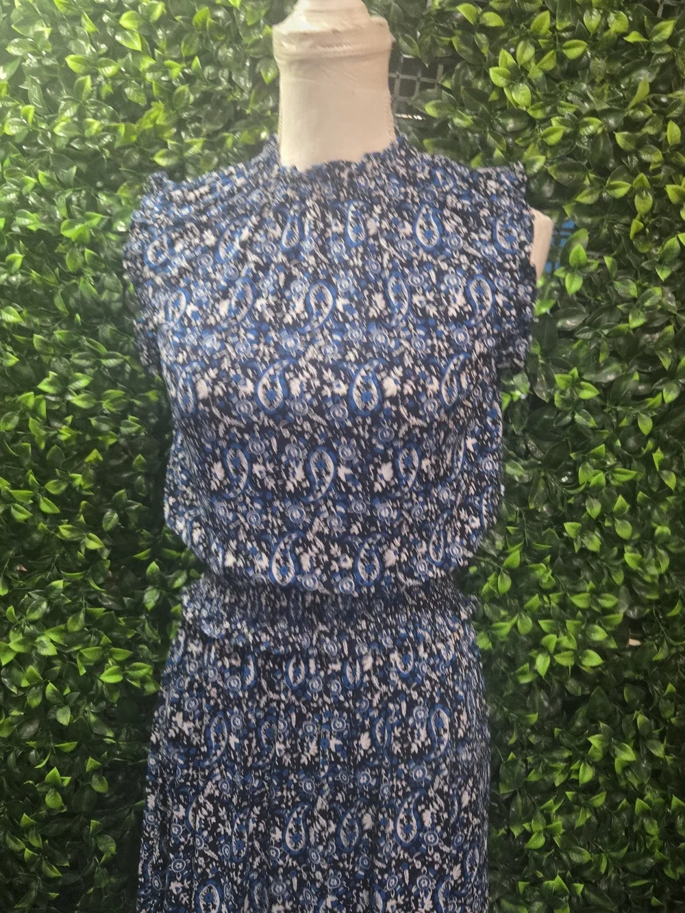 Michael Kors Navy Floral-Print Sleeveless Midi Dress